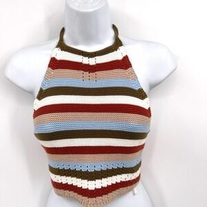 Garage striped sweater‎ halter tank crop top cottagecore y2k boho festival fairy